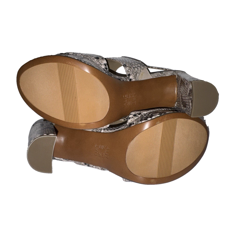 NATURALIZER 9.5 Snakeskin Sandals Maddie Block Heel Leather Slingback NWOT - Picture 8 of 8
